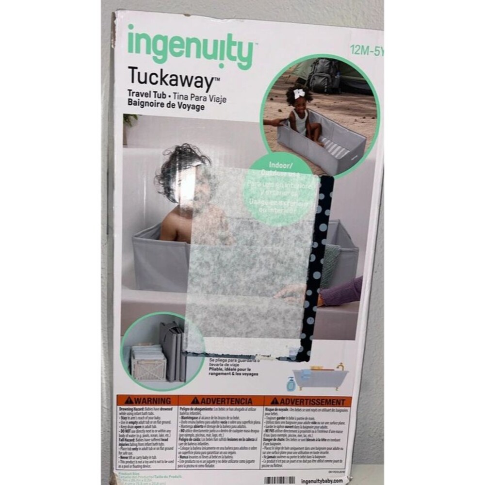 Ingenuity Tuckaway Foldable Travel Tub Gray 12M-5Y Indoor Outdoor